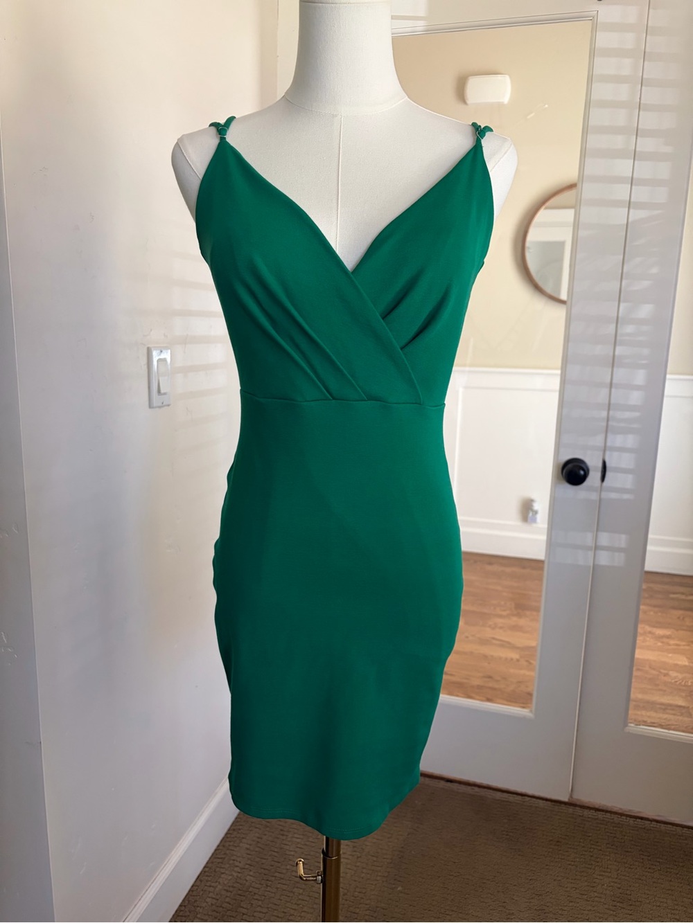 Lulu's Emerald Green V-Neck Mini Dress